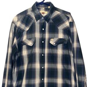 Larry Mahan- 90’S Country | Plaid Men's Round Pearl Snap Western Cowboy | XL